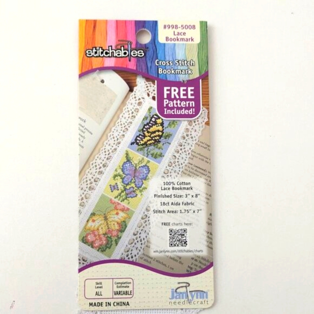 Janlyn Needlecraft Cross-stitch Lace Bookmark NWT